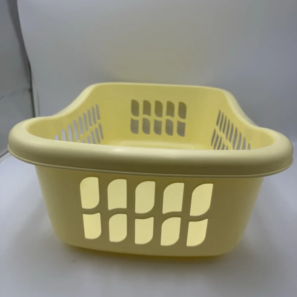 Yellow Laundry‎ Basket Handles Sturdy Prop Shallow Butter Yellow